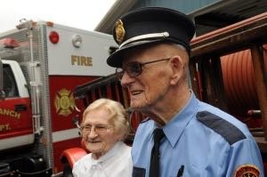 In memoriam. Mae and Earle Poley attended the 100th anniversary celebration of the NBVFD in March 2010.